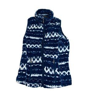 French Laundry Women's Blue and White Full Zipper Vest Size Small Super Soft